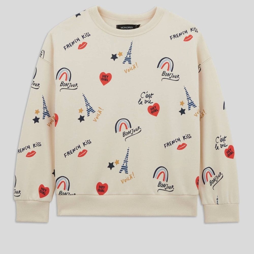 Kids Cream Graphic Sweatshirt